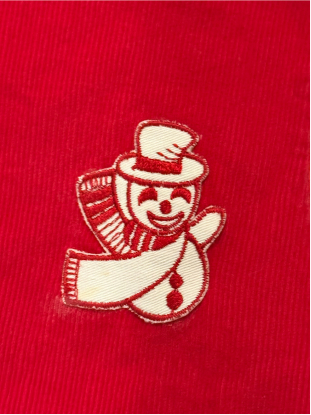 Vintage Red Corduroy Snowman Christmas Jumper Dress Toddler Girls 12M 18M - Picture 5 of 5